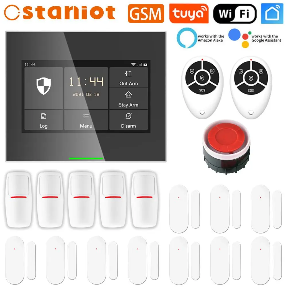 Russian version Staniot E800 Tuya Беспроводной Wi-Fi GSM Смарт домашняя охранная сигнализация Системы Наборы Поддержка с помощью приложений для IOS и Android дистанционного Управление,С русской голосовой подсказкой - изображение
