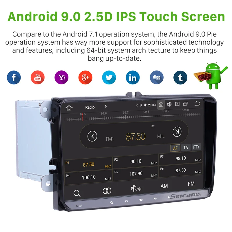 Seicane Android 9,0 Автомобильный gps Радио навигационный блок плеер для сиденье Toledo Leon VW Golf Polo Passat Tiguan Sharan Caddy Cupra