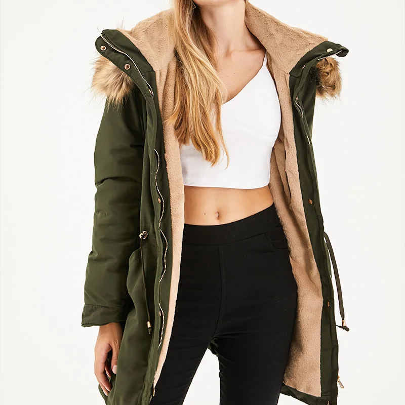 

Зимняя одежда, женская уличная одежда, Свободное длинное пальто на завязках, хлопковая Толстая теплая куртка с капюшоном и шерстяным воротником, женские парки