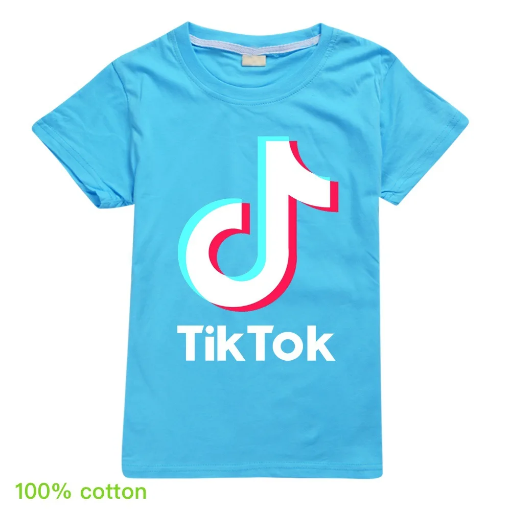Модная детская футболка Tik Tok для мальчиков летняя повседневная из 100% хлопка с