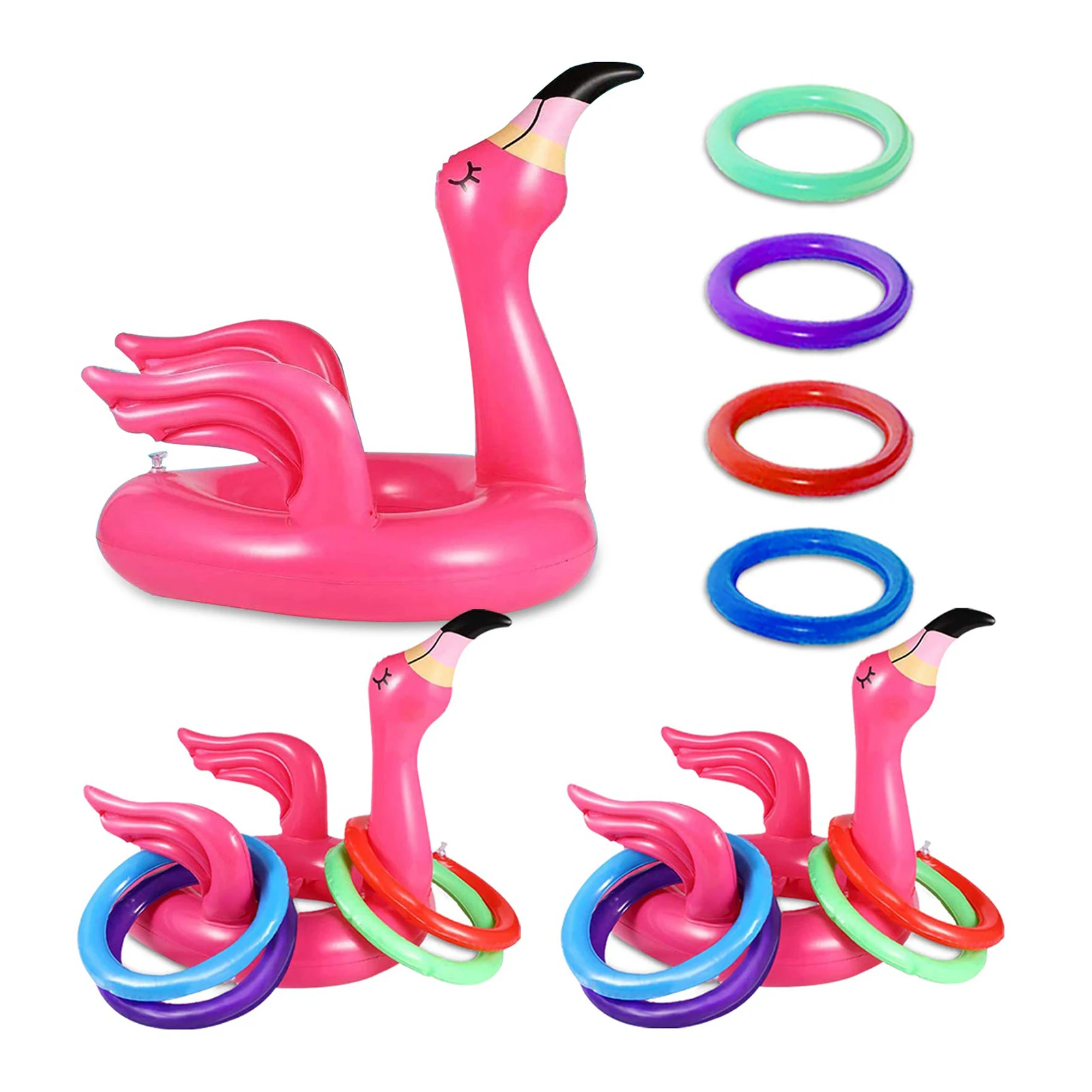 Забавный надувной фламинго Бросить кольцо игры для кидания забавная летняя