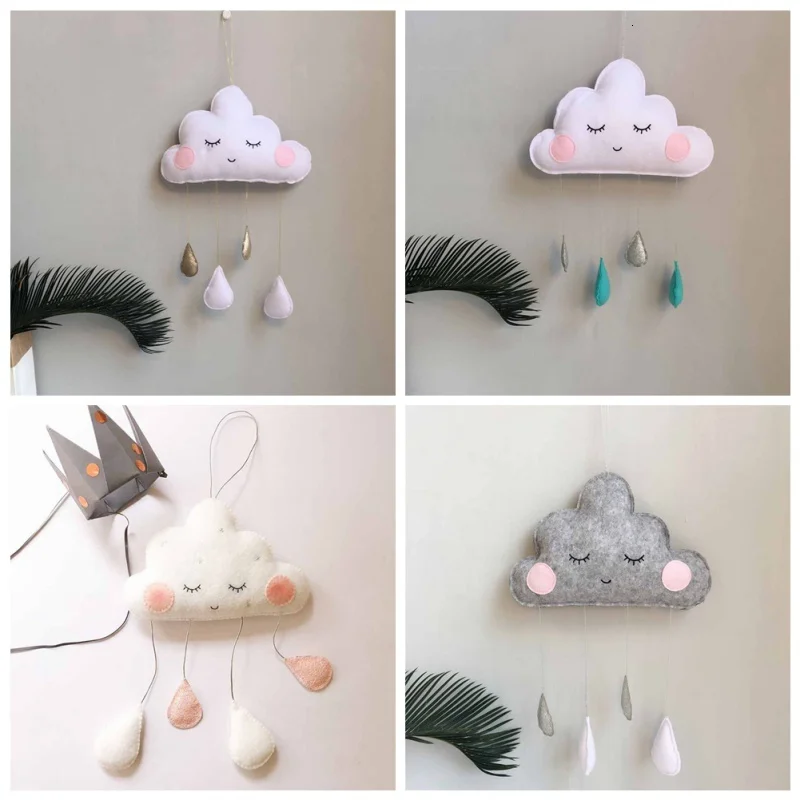 Фетровое облако с лицом в скандинавском стиле украшение для детской комнаты