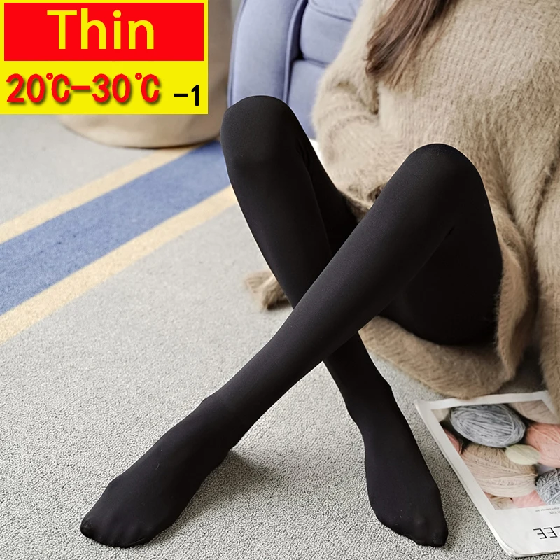 Black-Thin-1 Tataria, женские теплые зимние леггинсы, женские бархатные леггинсы, зимние плотные супер эластичные леггинсы с высокой талией, женские зимние леггинсы - Цвет: Black-Thin-1