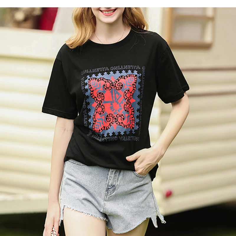plus size print funny t shirt women tshirt cotton Bow summer tops mujer verano 2019 long t-shirt clothes tee femme | Женская одежда