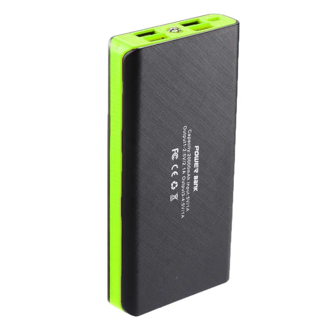 green Корпус банка питания 4-USB выходные порты Быстрая зарядка переносной источник питания внешний аккумулятор зарядное устройство корпус DIY наборы с светодиодный свет - Цвет: green
