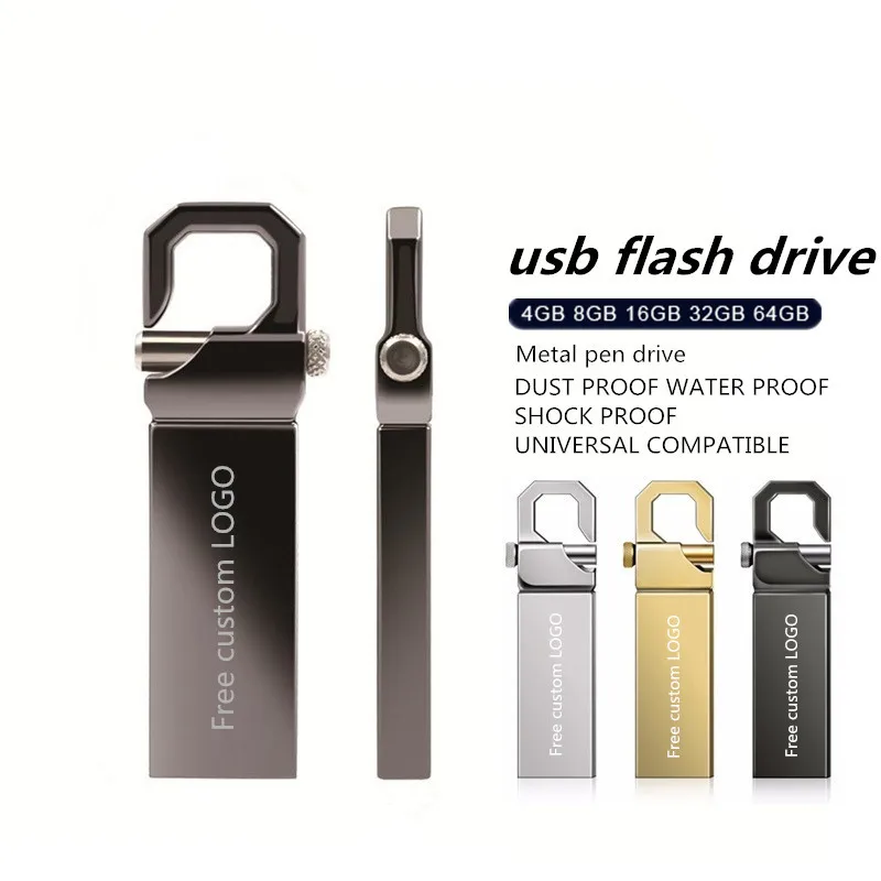 

Usb флеш-накопитель объемом 64 ГБ, 32 ГБ, металлическая Флешка объемом 128 ГБ, 16 ГБ, 8 ГБ, 4 Гб, флеш-накопитель, флешка Usb 2,0, флеш-диск с бесплатным по...