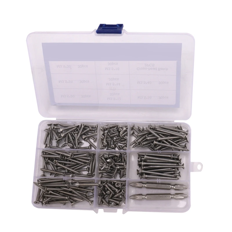 242Pcs M3.5 Screw Set Stainless Steel Flat Head Self-Tapping Kit Thread | Обустройство дома