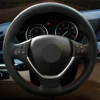 diy black genuine leather%c2%a0car accessories steering wheel cover for bmw x5 e70 2006 2013 x6 e71 2008 2014 e72 activehybrid x6
