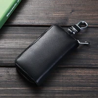 premium leather car key cover case metal keychain keyring key wallet automobie key pouch for men women housekeeper keys bag