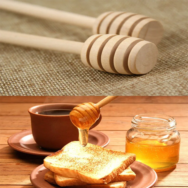 

50pcs Mini Wood Honey Stick Spoon Stick Dipper Honey Stirring Bar Party Supplies BOM666