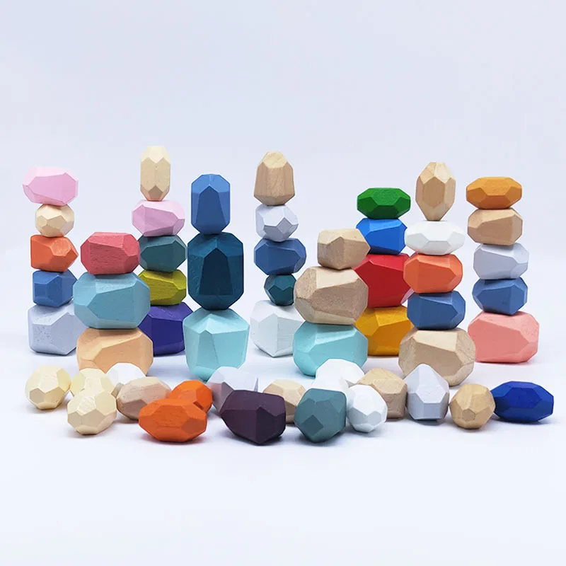 Деревянные радужные деревянные блоки деревянная игра Дженга цветные каменные