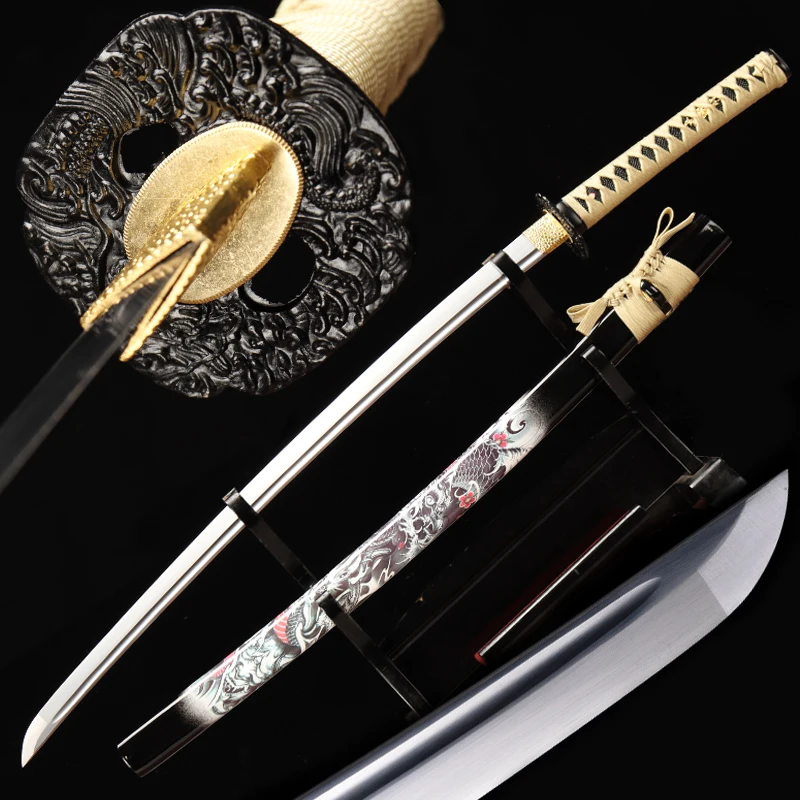 

1060 Carbon Steel Blade Japanese Katanas Razor Sharp Real Swords Hand Forged Full Tang 41 Inch Warrior Catana Espada Dragon Saya