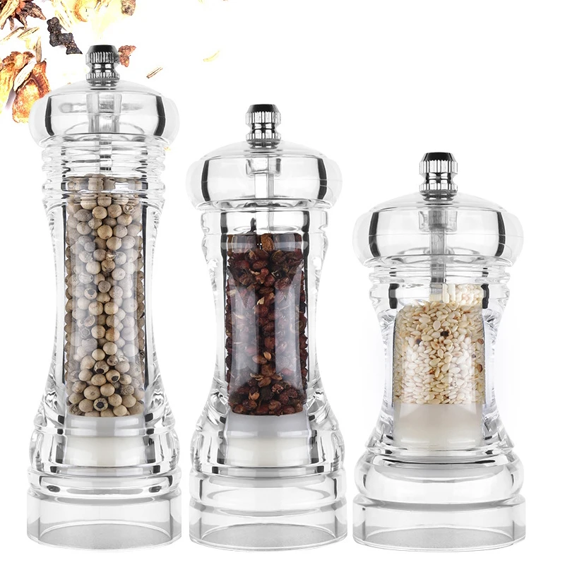 New Acrylic Grinder Mills Transparent Pepper Mill Manual Crusher Ceramic Multifunctional Cruet Kitchen Tools | Дом и сад