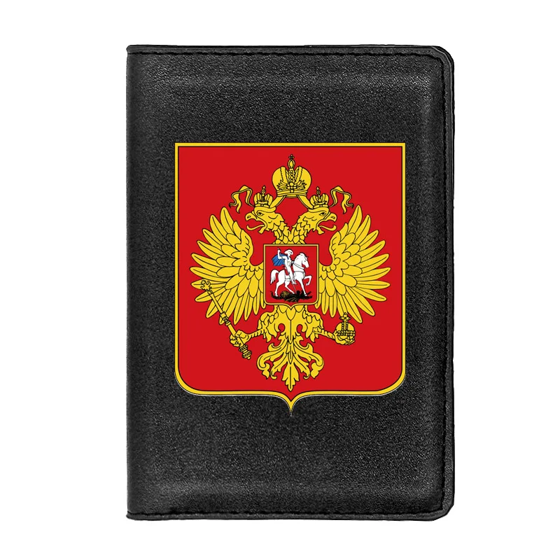 

Classic National Emblem of Russia Printing Passport Cover Holder ID Credit Card Case Travel Leather Passport Wallet