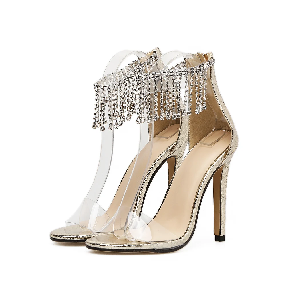 Босоножки женские с бахромой классические туфли ремешком на щиколотке сандалии