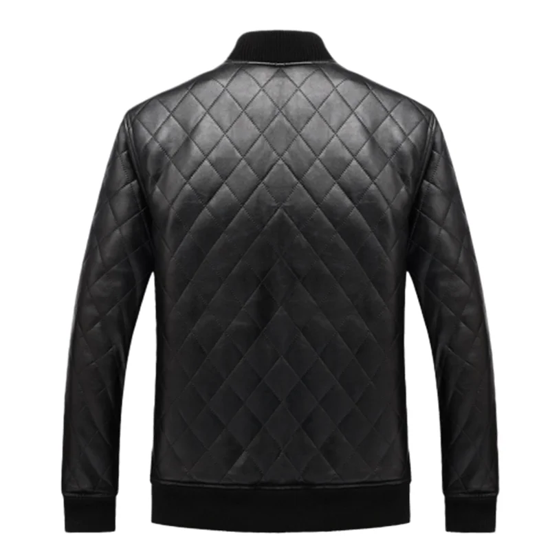 RIINR New Solid Color Winter Men's Pu Jacket Stand Collar Zipper Thick Warm Jackets Man Casual Male Coat US Size S-2XL | Мужская