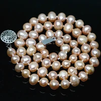 4 sizes natural orange genuine freshwater cultured pearl nearround beads fashion women best gift necklace jewelry 18inch b1500