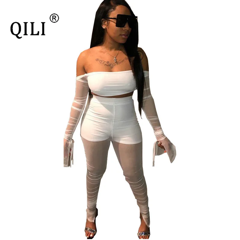 Женские комбинезоны QILI с открытыми плечами комплект из двух предметов белые