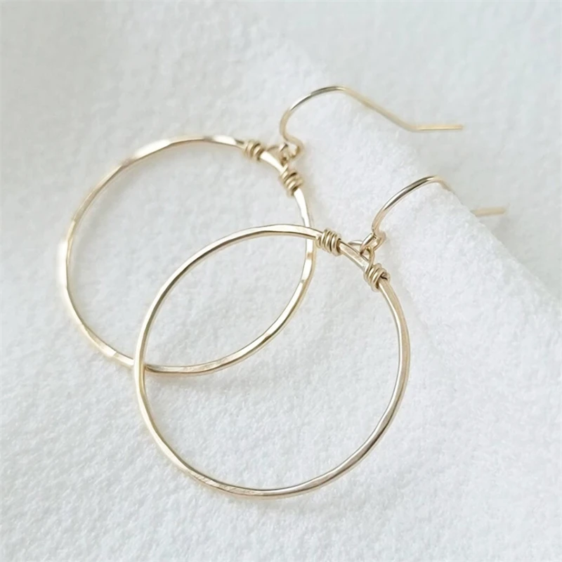 

30MM 14K Gold Filled Circle Earrings Hammered Gold Jewelry Minimalism Oorbellen Brincos Vintage Pendientes Boho Drop Earrings