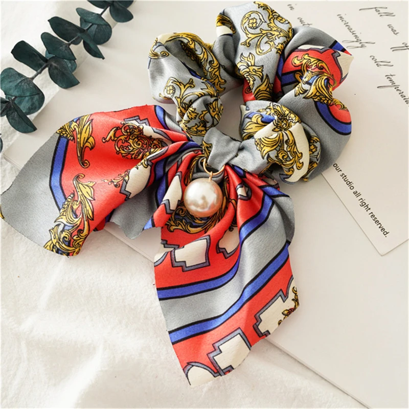 Шифоновые эластичные повязки для волос с бантом женщин шарф принтом девочек