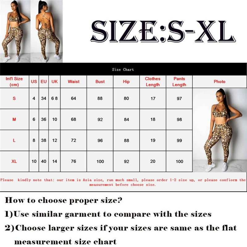 

2019 New Fashion Sport Sets Women Leopard Sport Gym Workout Activewear 2 Pieces Crop Top+Legging Sets Summer Casual Suits