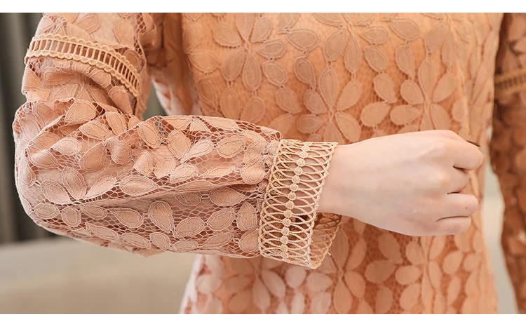 модные Новые женские топы и блузки 2019 с длинным рукавом Сексуальная кружевная