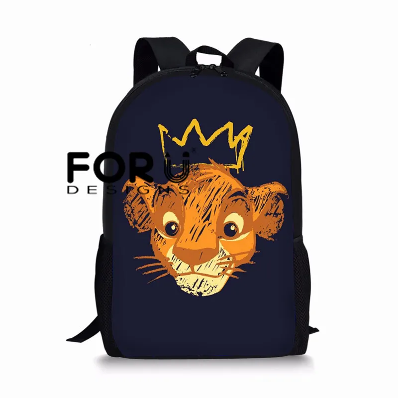 L5445C FORUDESIGNS/Школьный рюкзак с принтом «Король Лев» для мальчиков, повседневный мужской рюкзак для подростков, винтажная сумка с рисунком, 16 дюймов, Детская сумка - Цвет: L5445C