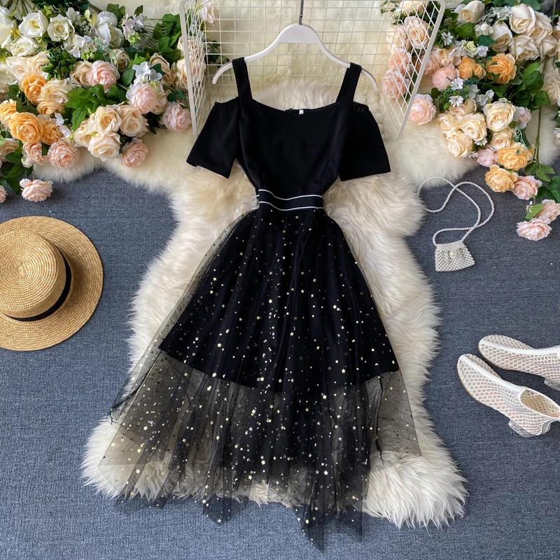 Женское винтажное платье SINGRAIN корейское повседневное Сетчатое лоскутное