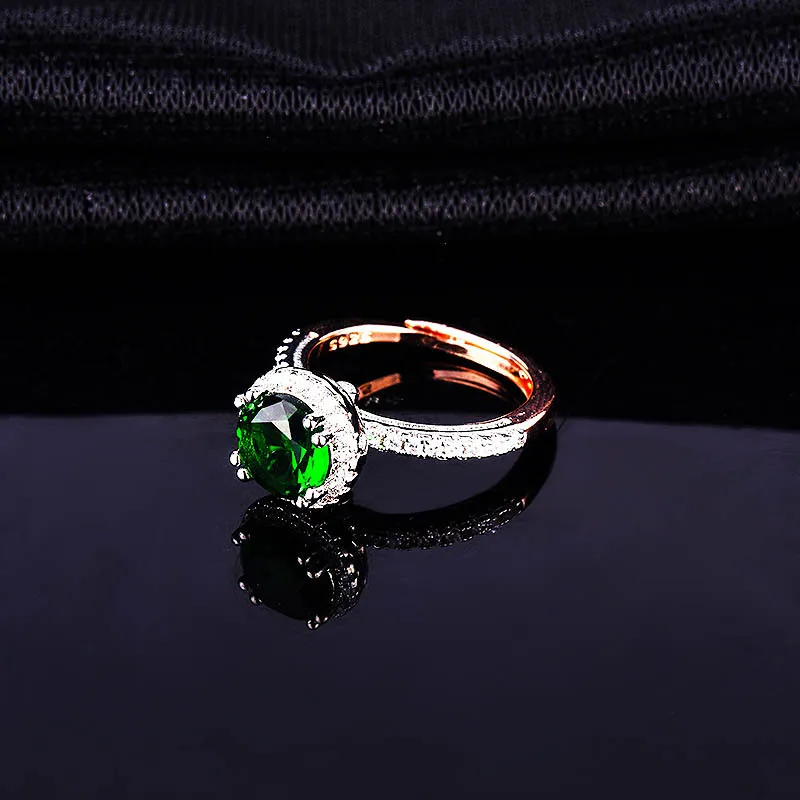 

Real 14K Rose Gold Jewelry Natural Emerald Gemstone Resizable Rings for Women Anillos De Invisible Setting Bizuteria Tourmaline