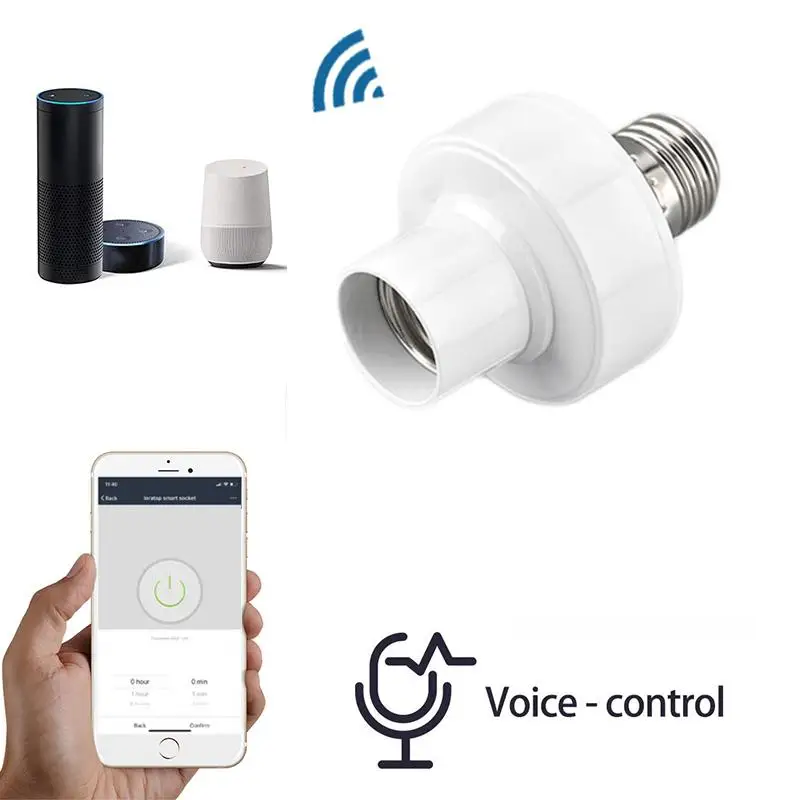 

Tuya WiFi Smart Bulb Socket Adapter LED Lamp Holder E27 E26 Voice Control Work With For Alexa Google Home Night Light Head