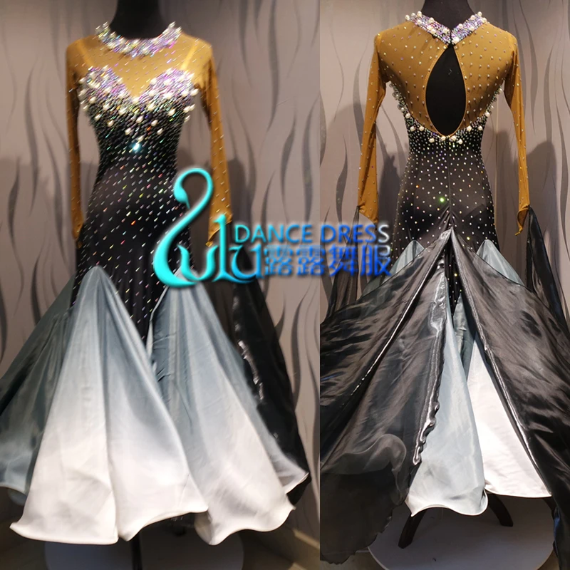 Женское платье для танго и вальса белое танцевальное соревнований по