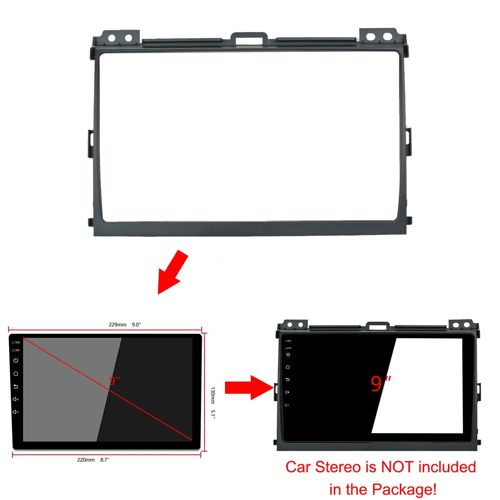 LEXXSON 9 Inch Car Fascia For TOYOTA PRADO 2004-2012 2Din Player Audio Fitting Adaptor Facia Panel Frame Kits | Автомобили и