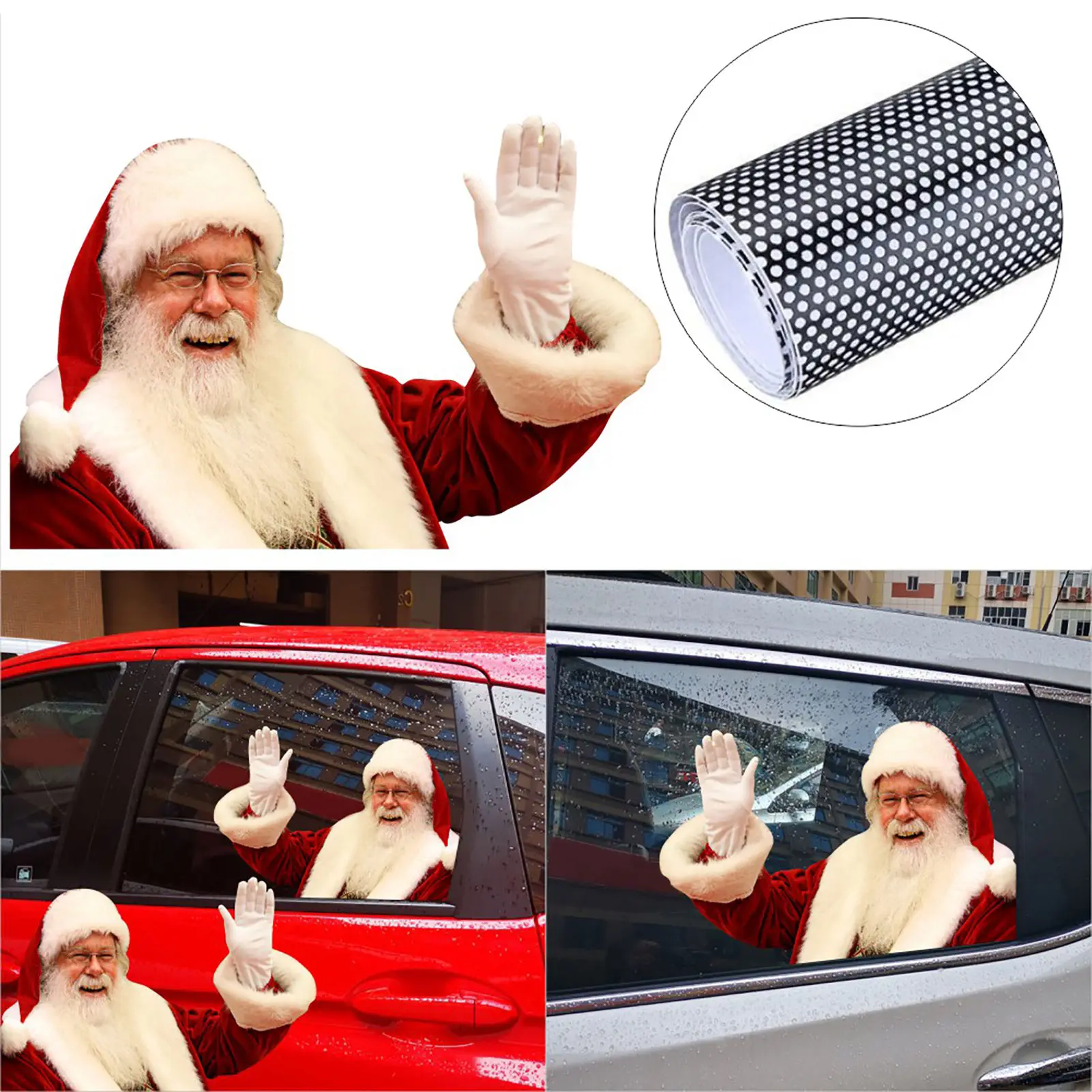 

New Santa Claus Car Window Sticker Creative Decoration Decal Window Sticker PVC Sturdy Design Car Sticker Car Home Dual-use