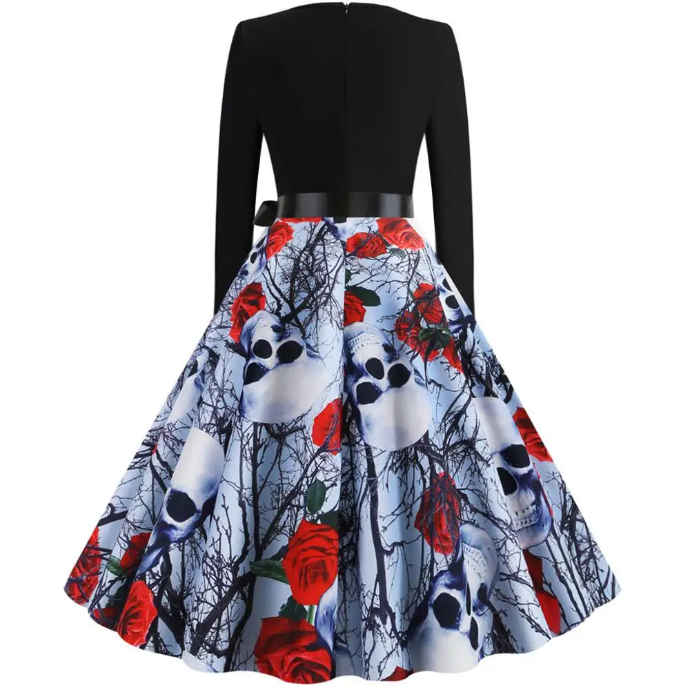 Для женщин костюмы в винтажном стиле с длинным рукавом Хэллоуин 50s домохозяйки