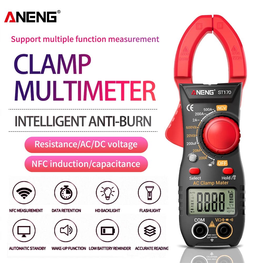 

Цифровой мультиметр-зажим ANENG ST170, 1999 А, отсчетов