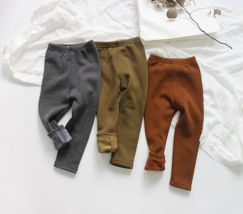 2019 зимняя одежда для маленьких девочек леггинсы малышей утепленные флисовые