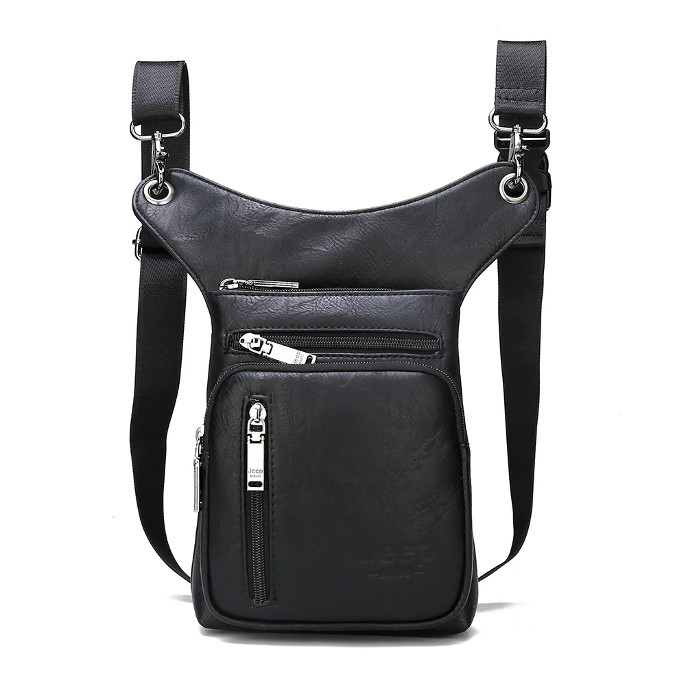 only bag-Black JEEP BULUO, маленькая сумка через плечо, спилок, кожа, модная сумка на талию, многофункциональные мужские сумки, новинка, для молодых мужчин, мини - Цвет: only bag-Black