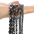 Бусины из натурального камня, граненые бусины из черного гематита, бусины россыпью для аксессуаров, аксессуары для рукоделия, 2346810 мм