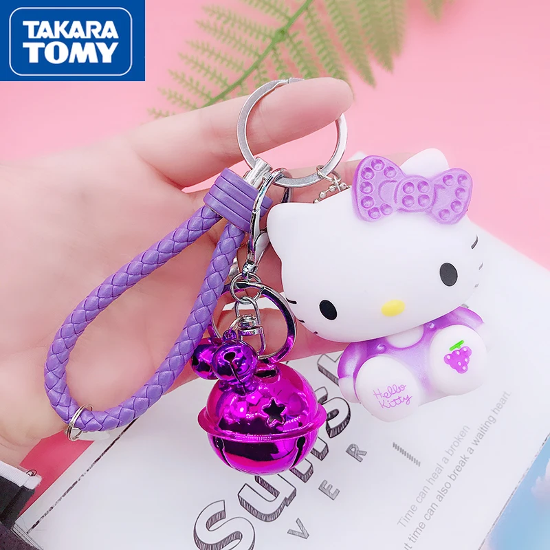 

TAKARA TOMY cute cartoon Hello Kitty couple bag pendant small gift silicone doll car key ring pendant car interior decoration