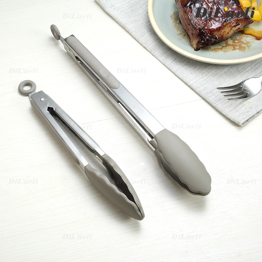 Силиконовые щипцы для еды кухонные Нескользящие клещи из нержавеющей стали