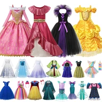 princess dresses kids snow queen cosplay fancy carnival costume annaelsa halloween disguise maleficent gown dress party wear
