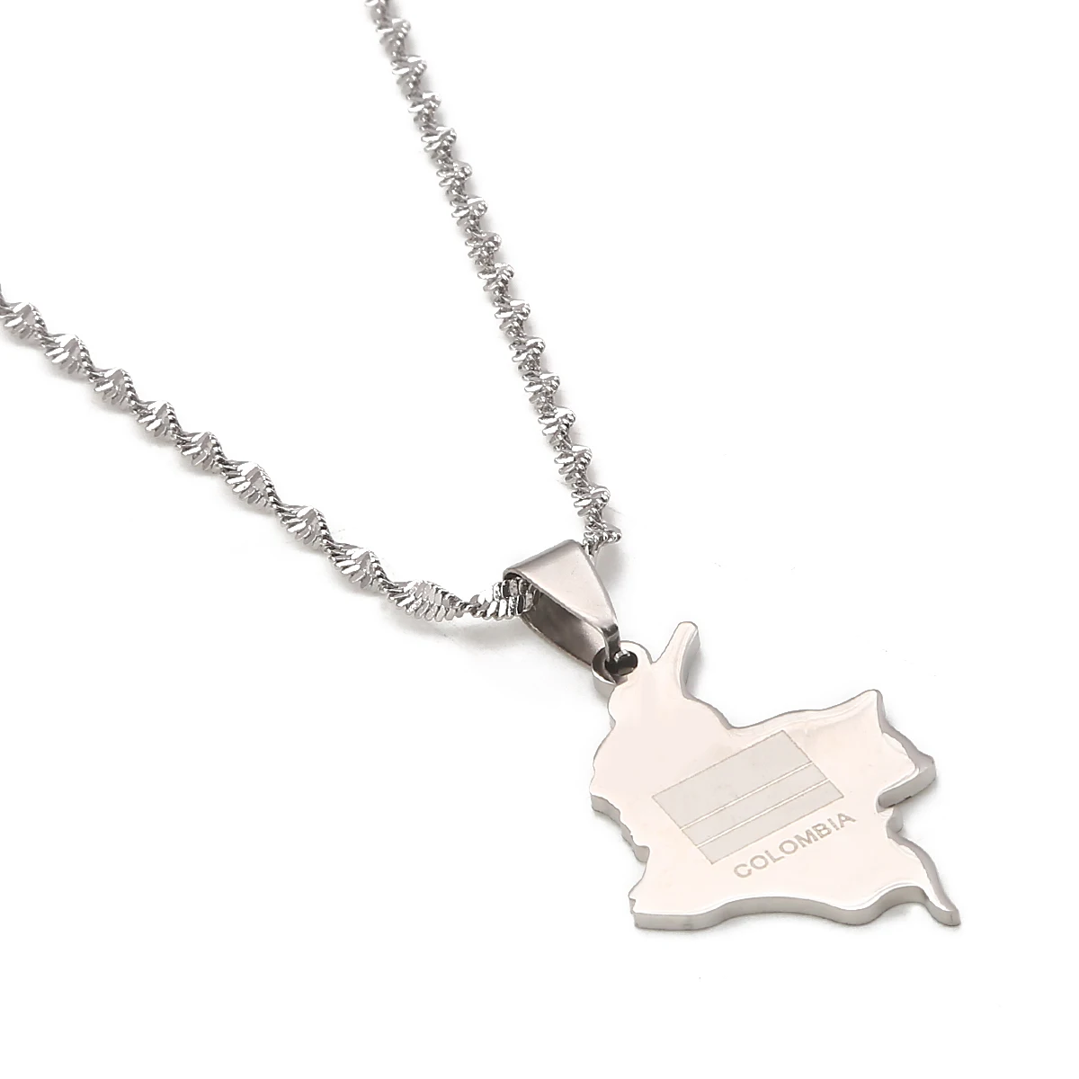 Ожерелье с подвеской из нержавеющей стали изображением карты Колумбии модная