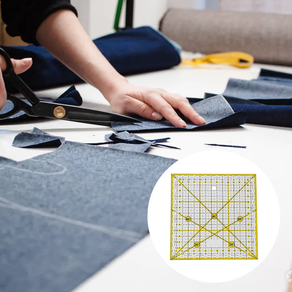 

Square Quilting Rulers Fabric Cutting Ruler Acrylic Quilters Rulers Transparent Drawing Ruler for Office School Sewing