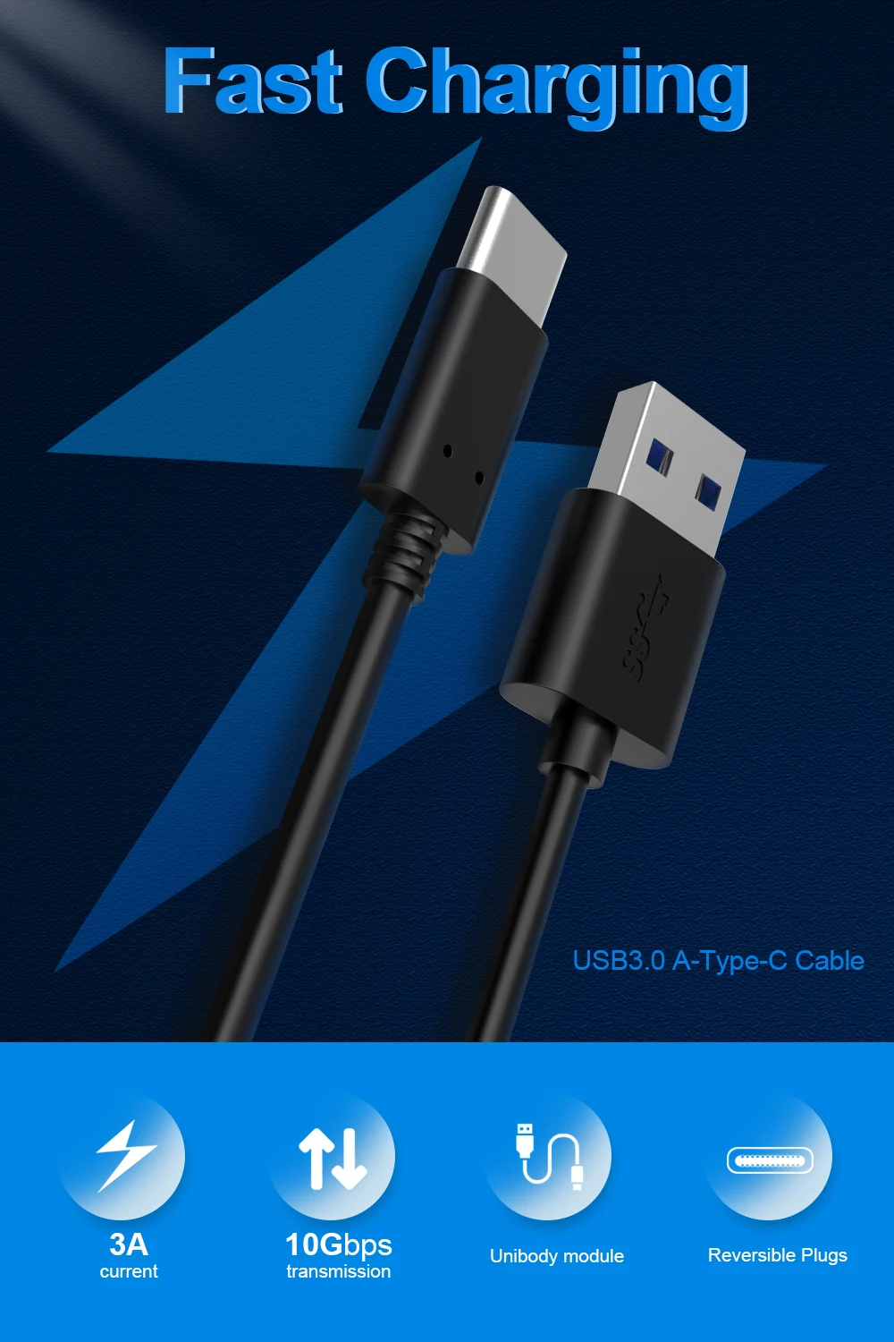 Фабричный кабель USB Type-C 3 м C длина 10 футов для зарядки и передачи данных 0 5 ГБ