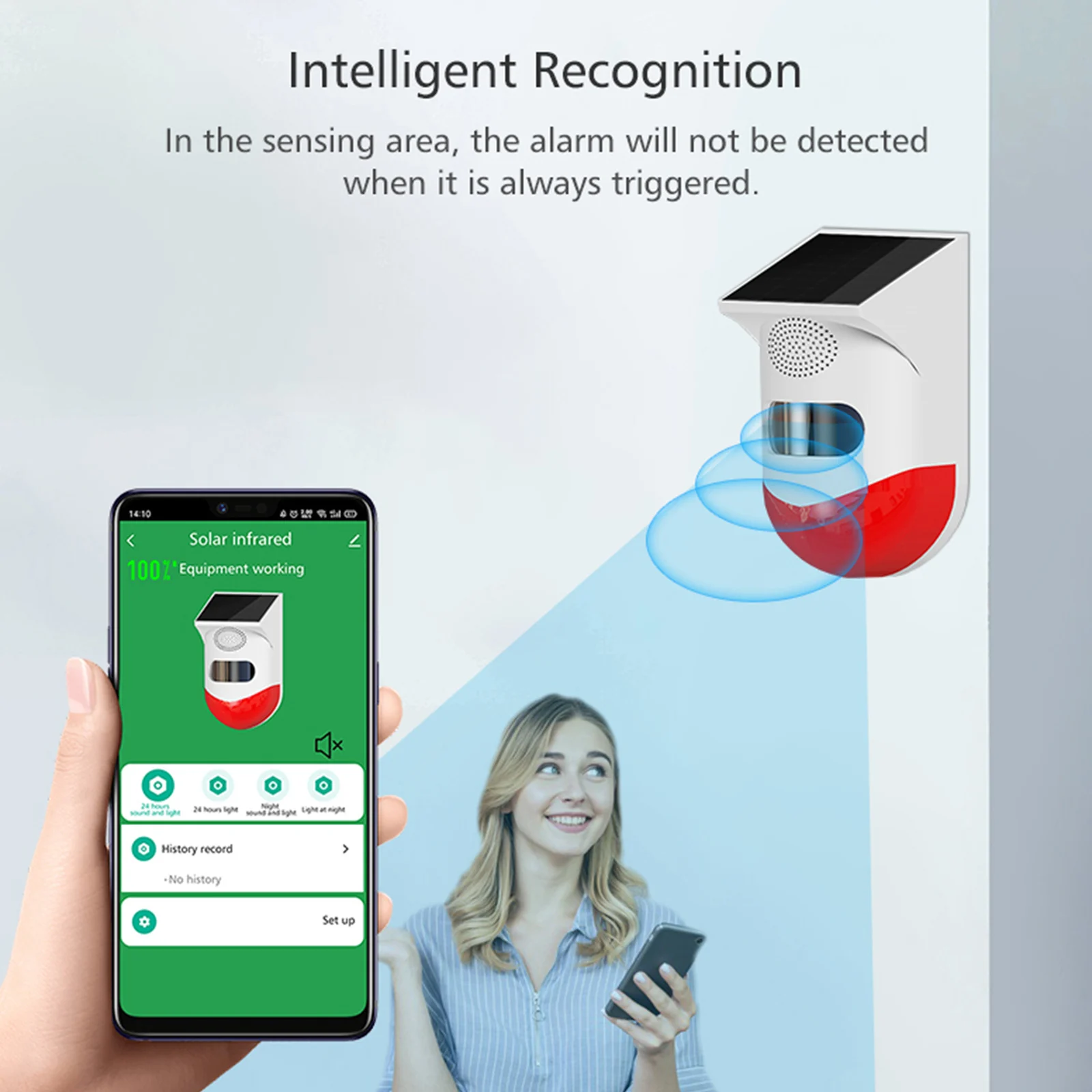 Беспроводной инфракрасный датчик движения с Wi-Fi на солнечной батарее дБ |