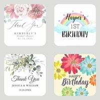 custom suare stickers logo name date wedding birthday party sticker personalize design label gift box seal sticker self adhesive