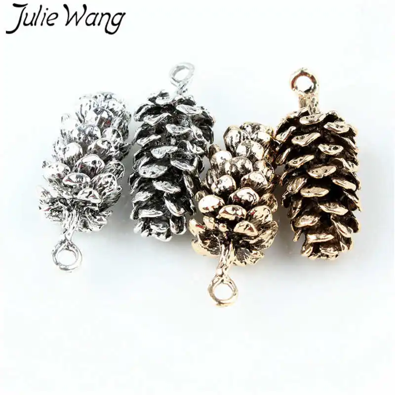 Julie Wang 5 шт. подвески из сплава сосновые конусы антикварный золотой серебряный