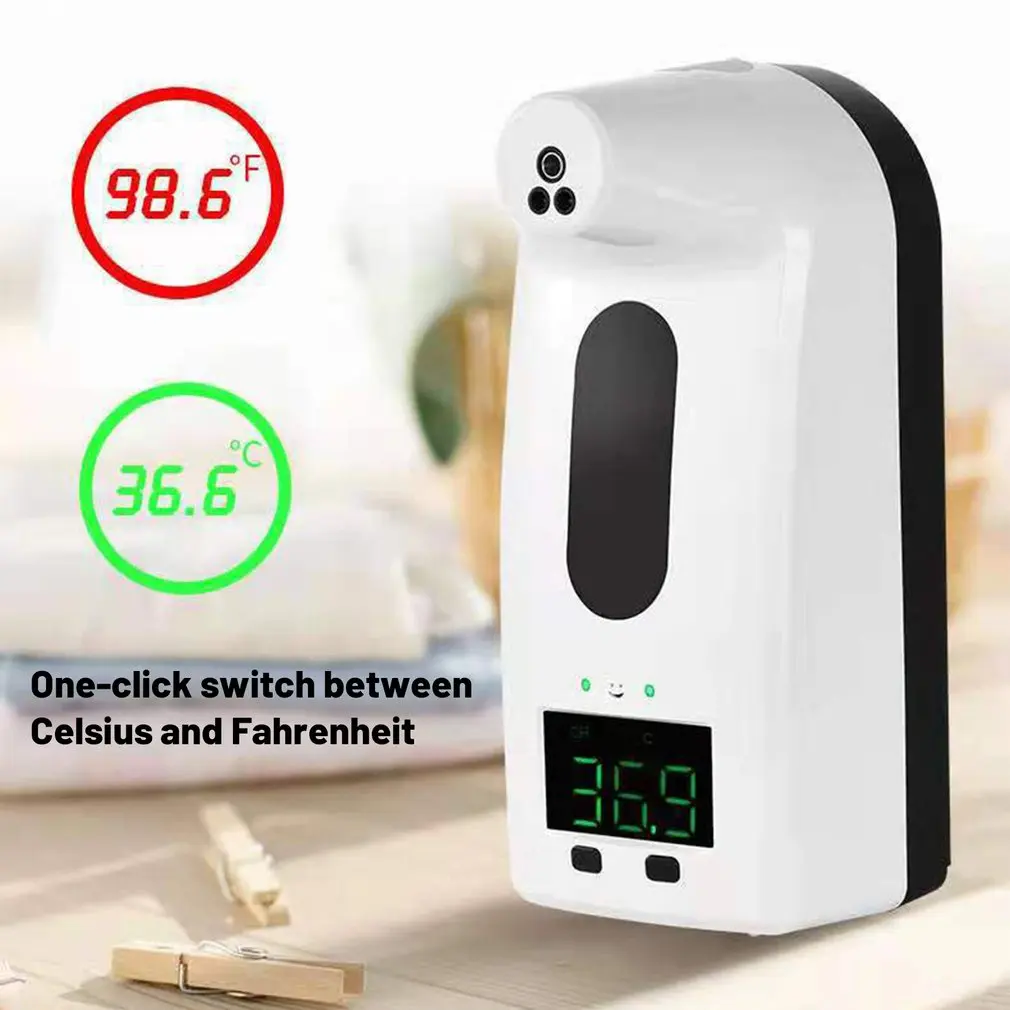 

Бесконтактный термометр V18 Pro, диспенсер для мыла без аккумулятора, 3 режима, 1200 мл, емкость для воды, диспенсер для мыла