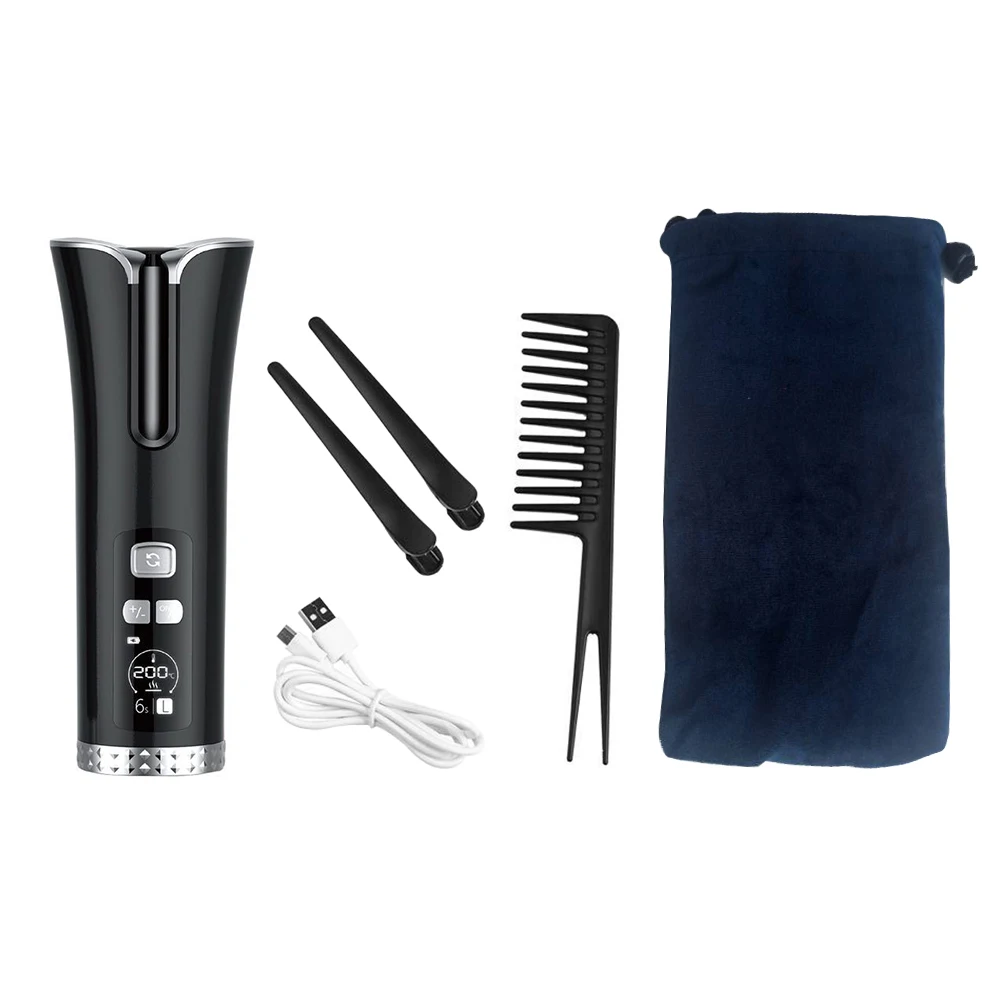 

Wireless Travel Anti Scald Portable Digital Display Automatic Home Hair Curler Waves Salon Styling Tools Tongs USB Charging