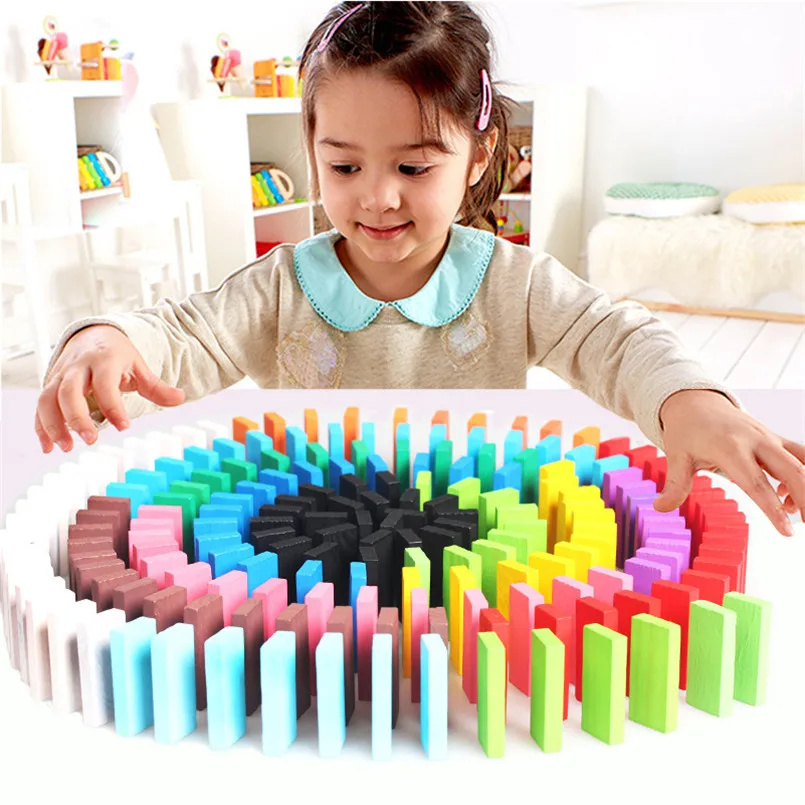 

120Pcs/Set Rainbow Domino Game Blocks Jigsaw Wooden Toys For Children Montessori Early Learning Dominoes Educational Toys Gifts